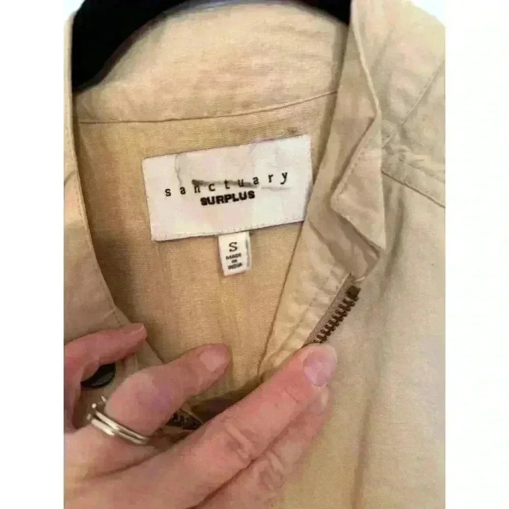 Sanctuary‎ Khaki Safari Utility Zip up Jacket size S EUC - Picture 3 of 4